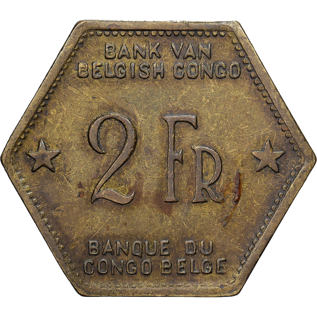 Congo belga, Leopold III, 2 Francs, 1943, Philadelphia, Ottone, BB, KM:25