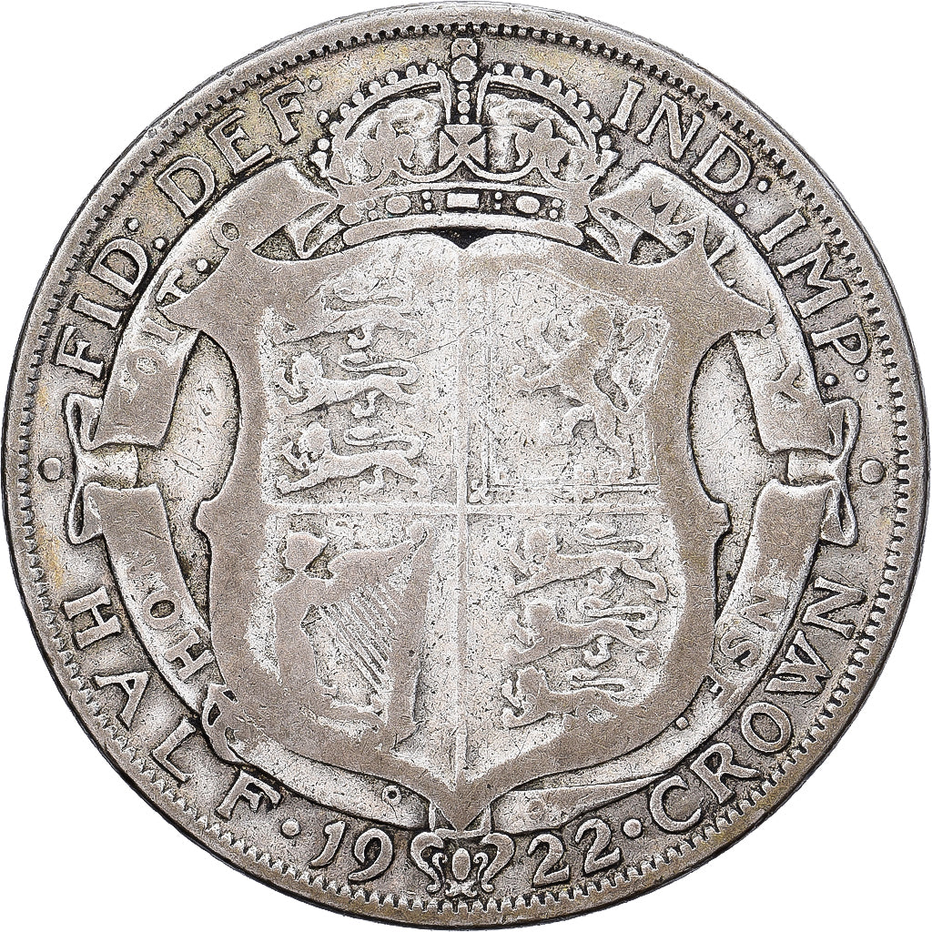 Great Britain, George V, 1/2 Crown, 1922, Silver, VF(30-35), KM:818.2