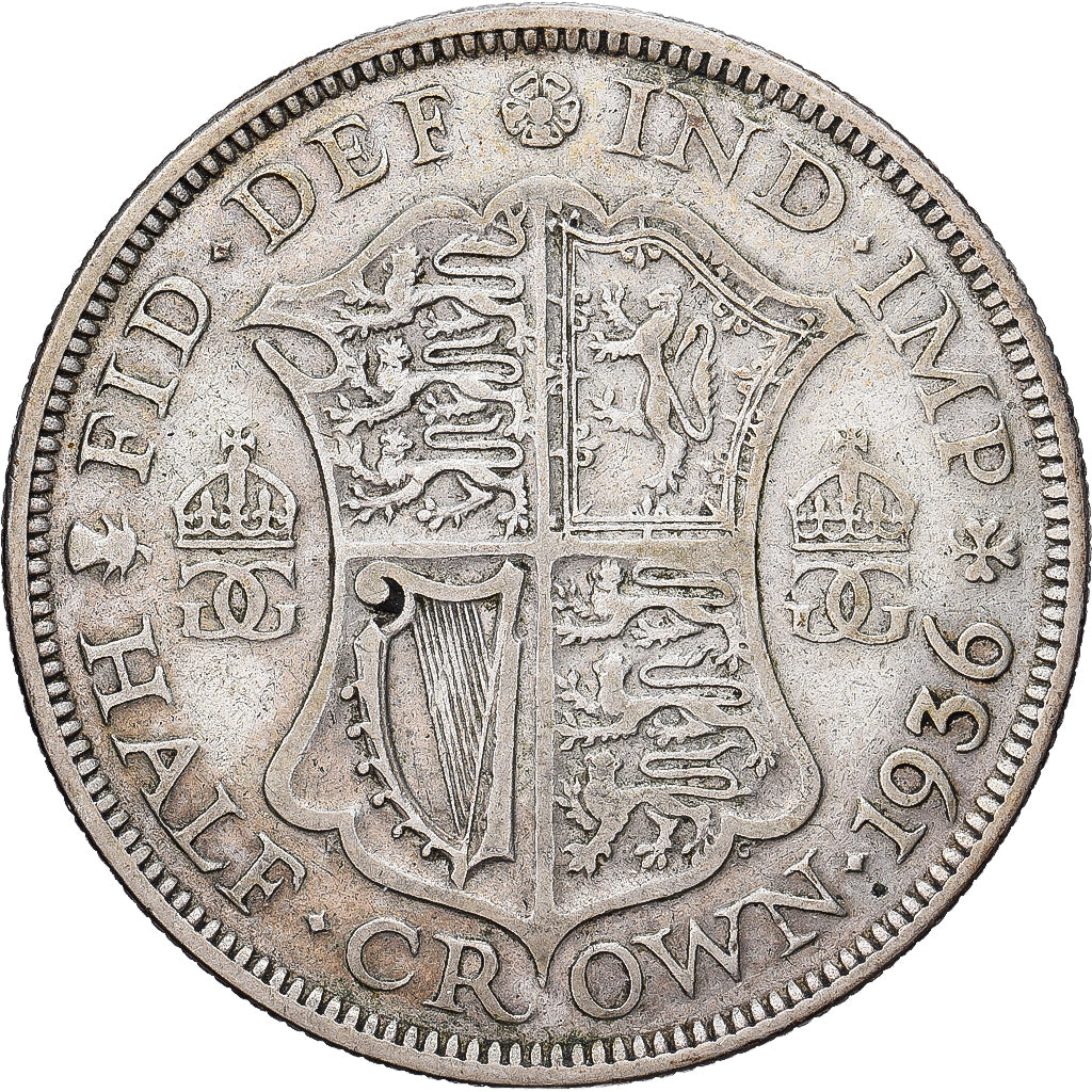 Great Britain, George V, 1/2 Crown, 1936, Silver, EF(40-45), KM:835