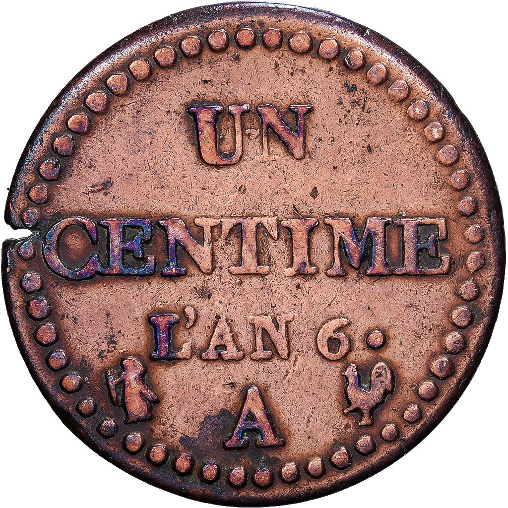 France, Centime, Dupré, An 6 (1798), Paris, Bronze, VF(30-35), Gadoury:76