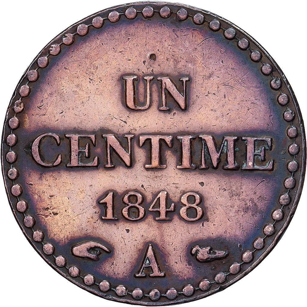 France, Centime, Dupré, 1848, Paris, Bronze, EF(40-45), Gadoury:84, KM:754