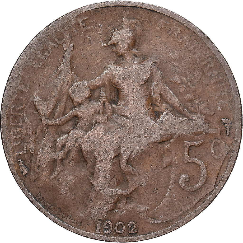 France, 5 Centimes, Dupuis, 1902, Paris, Bronze, VF(30-35), Gadoury:165, KM:842