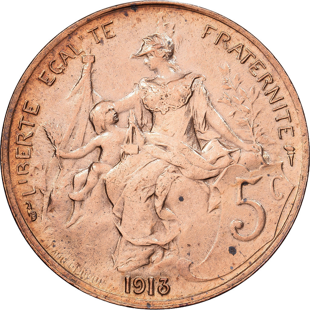 France, 5 Centimes, Dupuis, 1913, Paris, Bronze, TTB+, Gadoury:165, KM:842