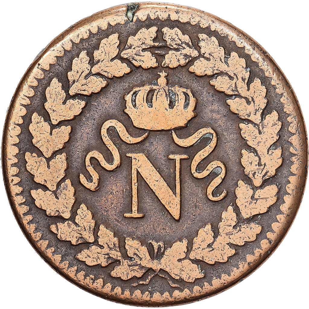 Francja, Napoleon I, Decime, 1814, Strasbourg, Brązowy, VF(30-35)