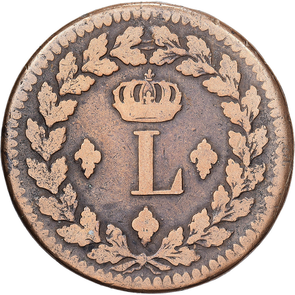 Frankrijk, Louis XVIII, Decime, 1814, Strasbourg, Bronzen, FR+, Gadoury:196d