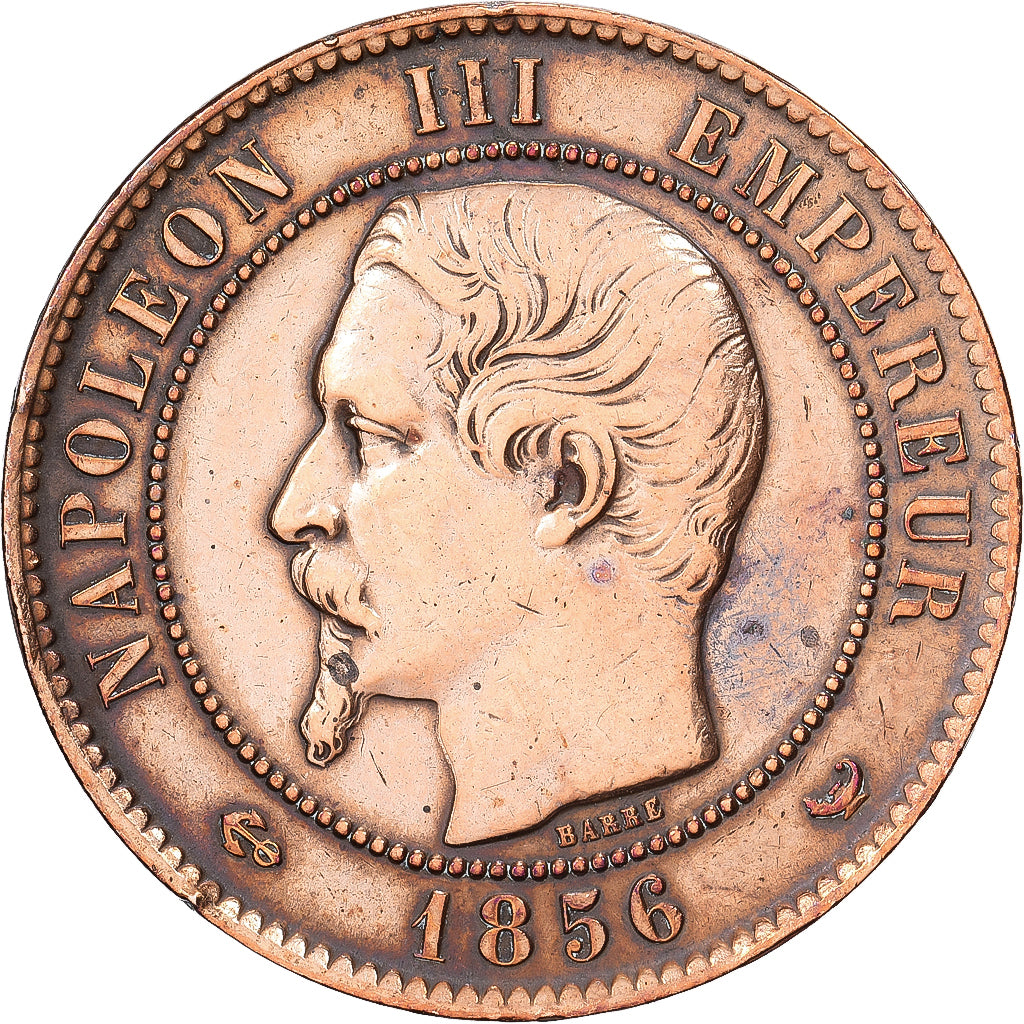 França, Napoleon III, 10 Centimes, 1856, Lille, Bronze, EF(40-45), Gadoury:248