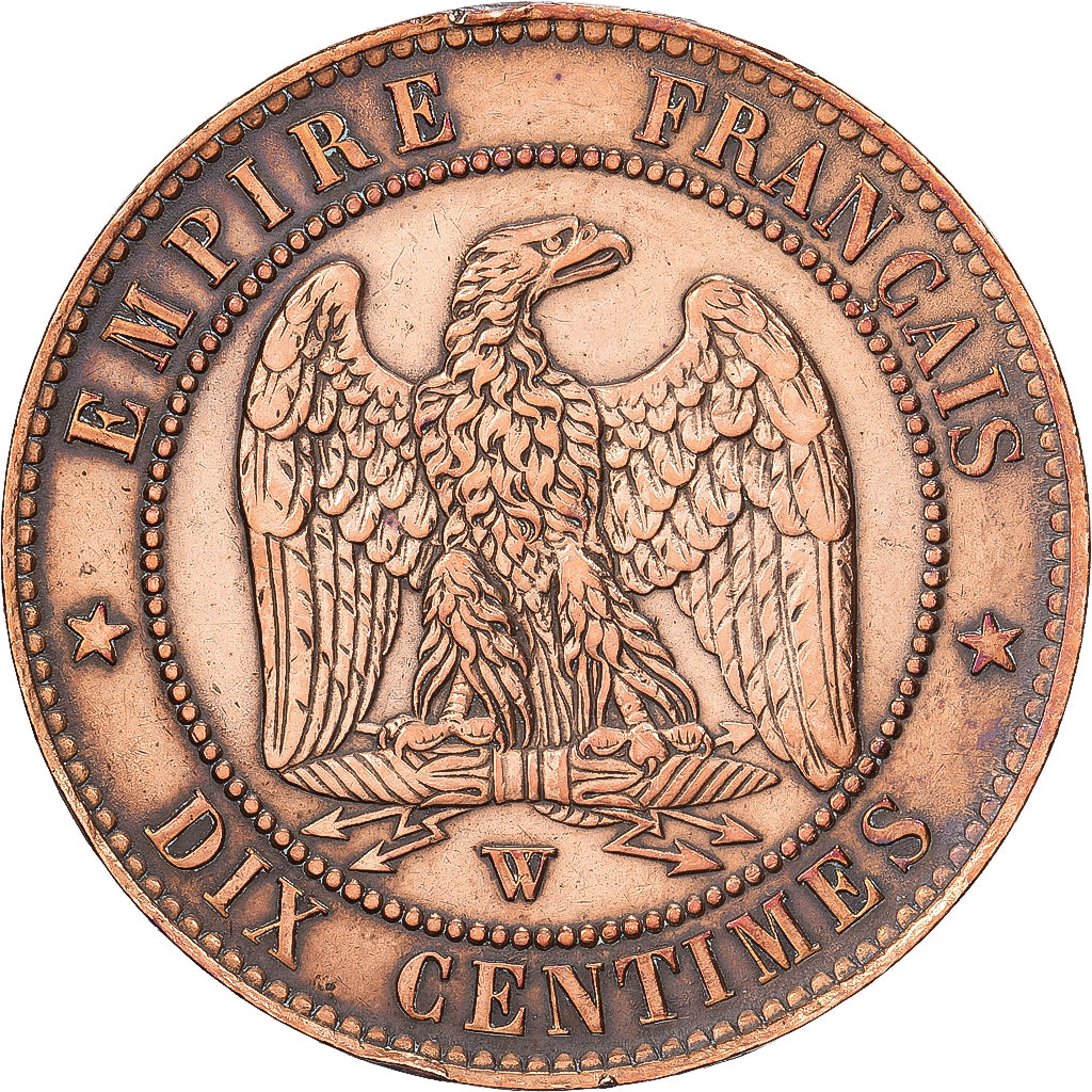 França, Napoleon III, 10 Centimes, 1856, Lille, Bronze, EF(40-45), Gadoury:248