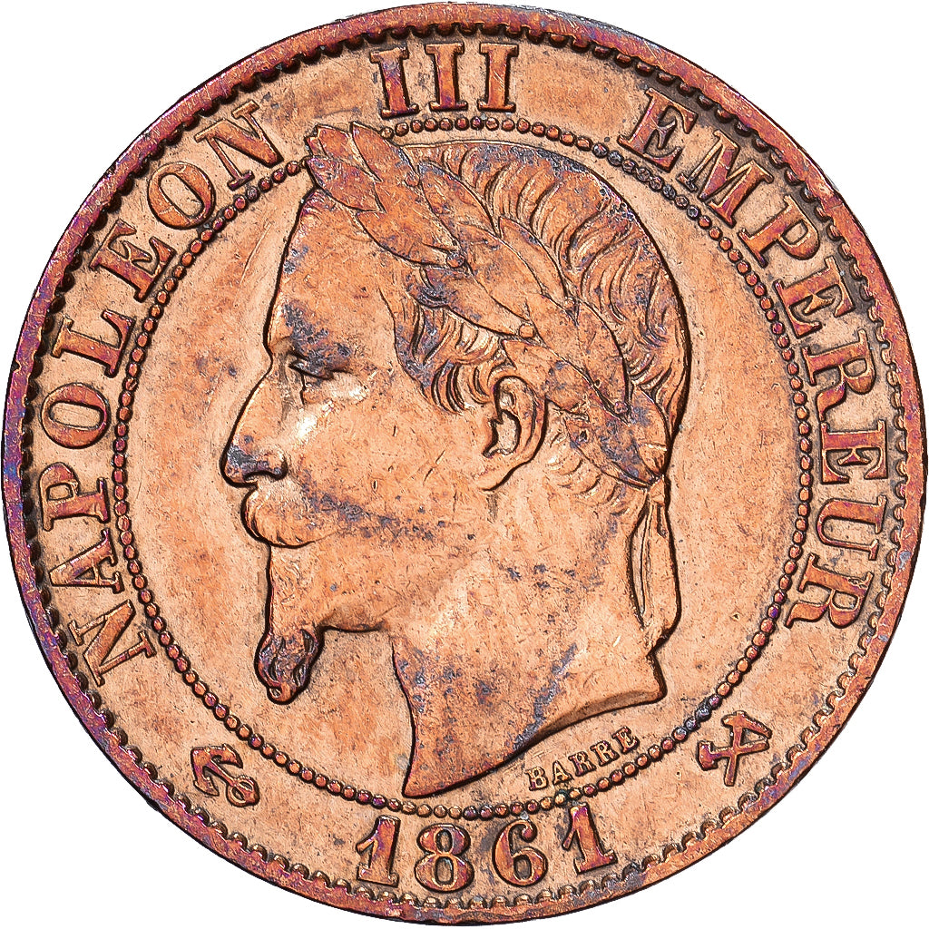 France, Napoléon III, 5 Centimes, 1861, Bordeaux, Bronze, TTB