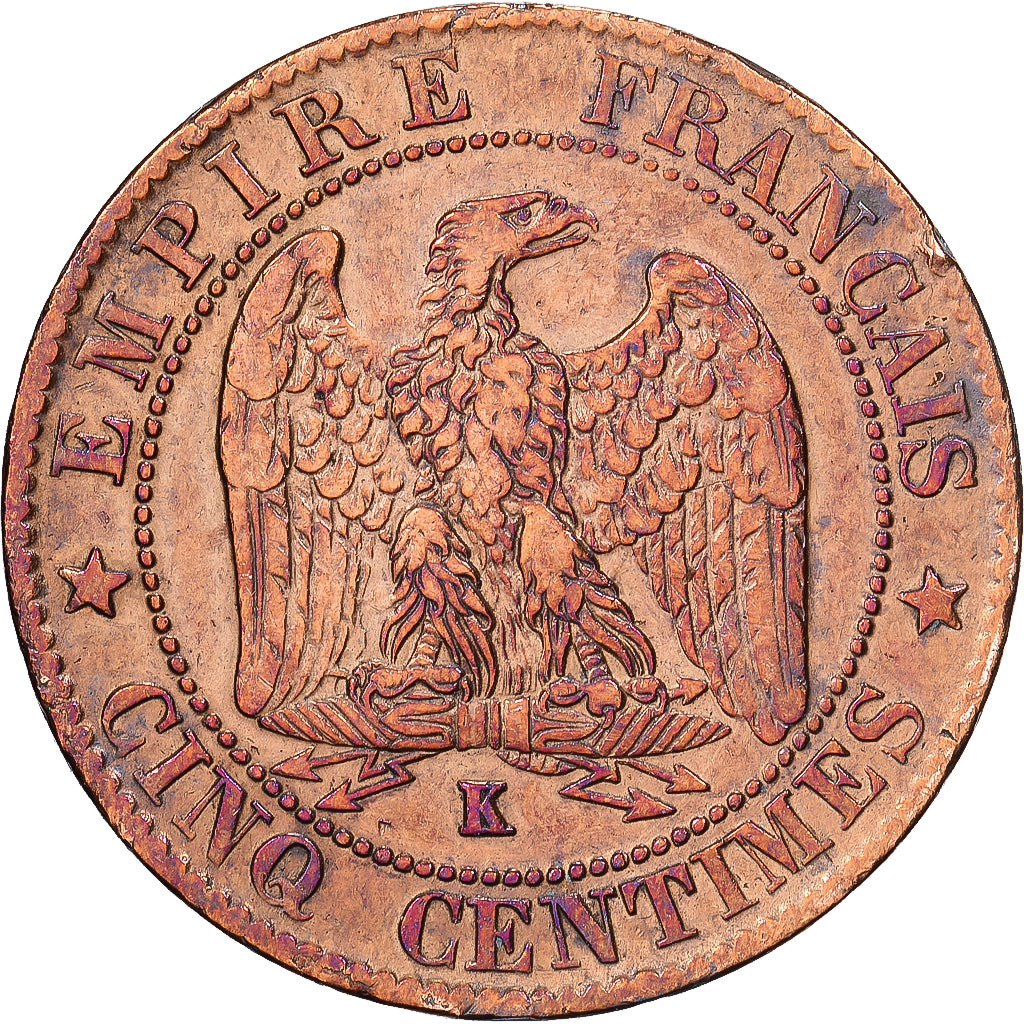 France, Napoléon III, 5 Centimes, 1861, Bordeaux, Bronze, TTB
