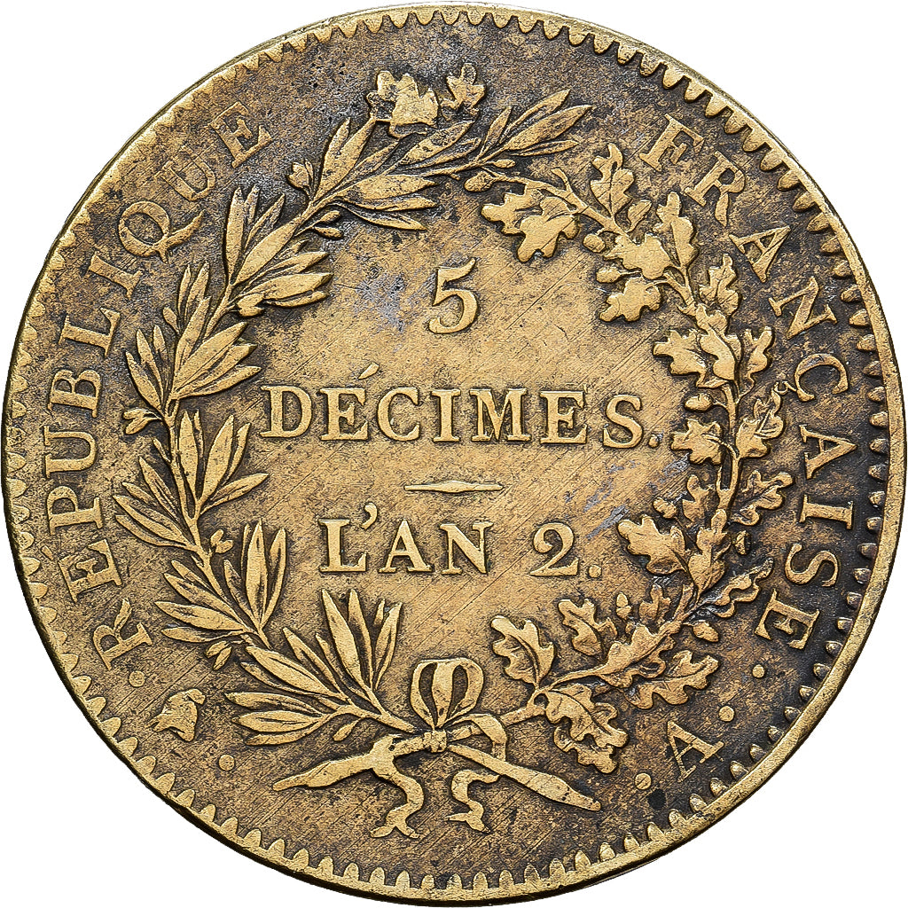 Francia, 2 Sols, Régénération, 1793, Paris, Bronzo, MB+, Brandon:98