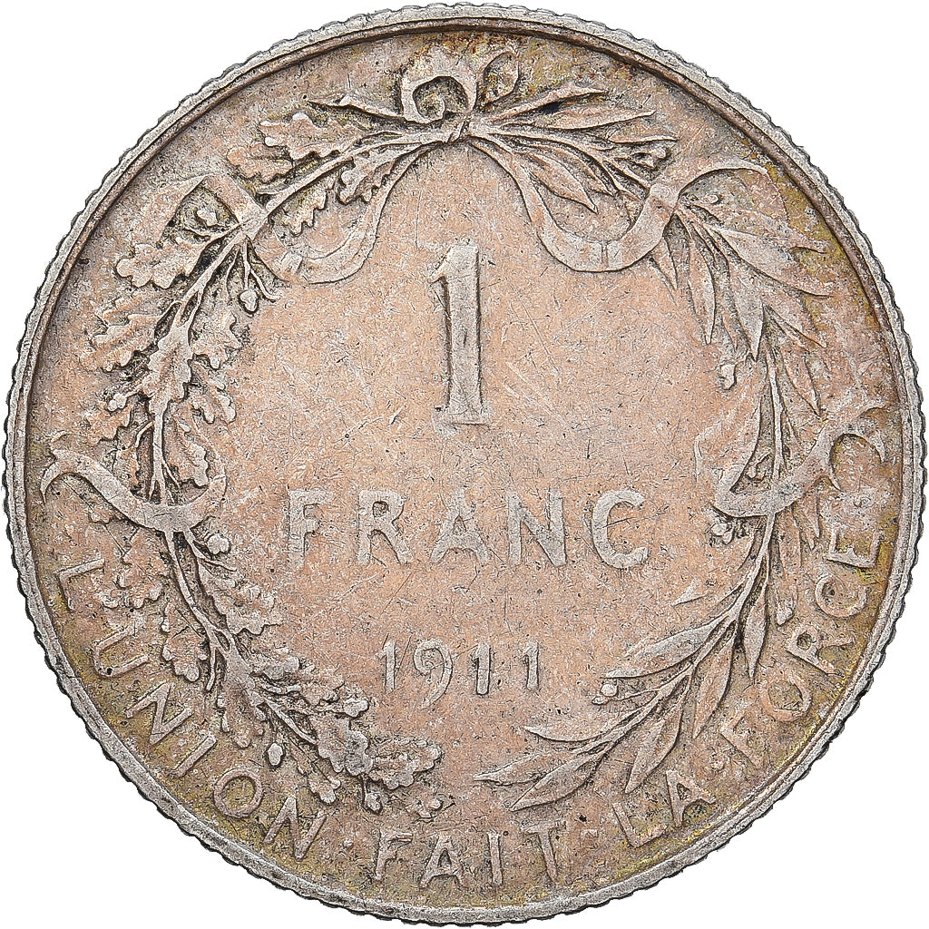 Bélgica, Albert I, Franc, 1911, Brussels, Prata, VF(30-35), KM:72