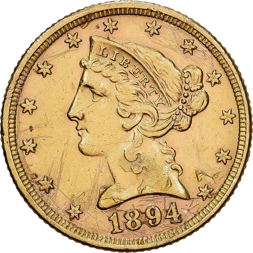 Estados Unidos da América, $5, Half Eagle, Coronet Head, 1894, U.S. Mint