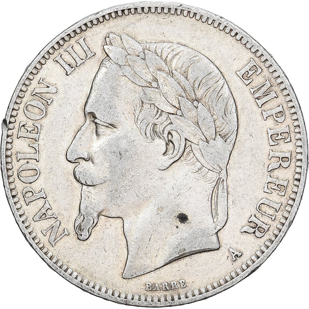 France, Napoleon III, 5 Francs, 1870, Paris, Silver, EF(40-45), Gadoury:739