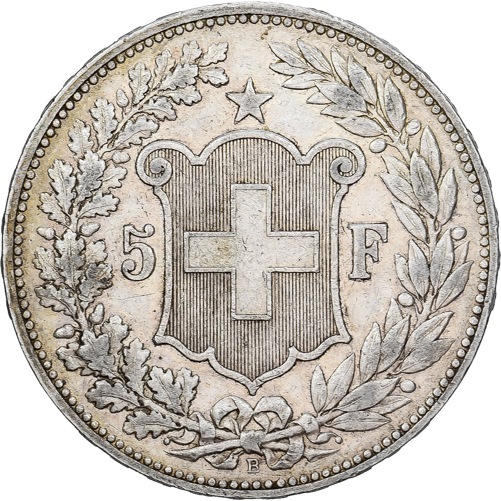 Suiza, 5 Francs, 1892, Bern, Plata, MBC, KM:34