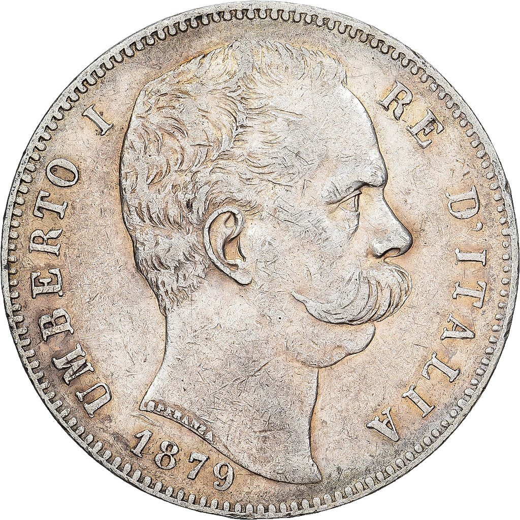 Itália, Umberto I, 5 Lire, 1879, Rome, Prata, AU(50-53), KM:20