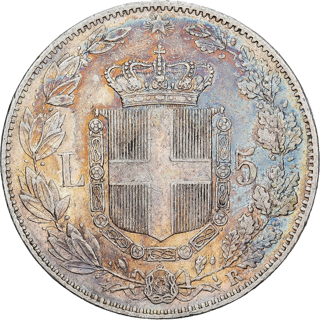 Itália, Umberto I, 5 Lire, 1879, Rome, Prata, AU(50-53), KM:20