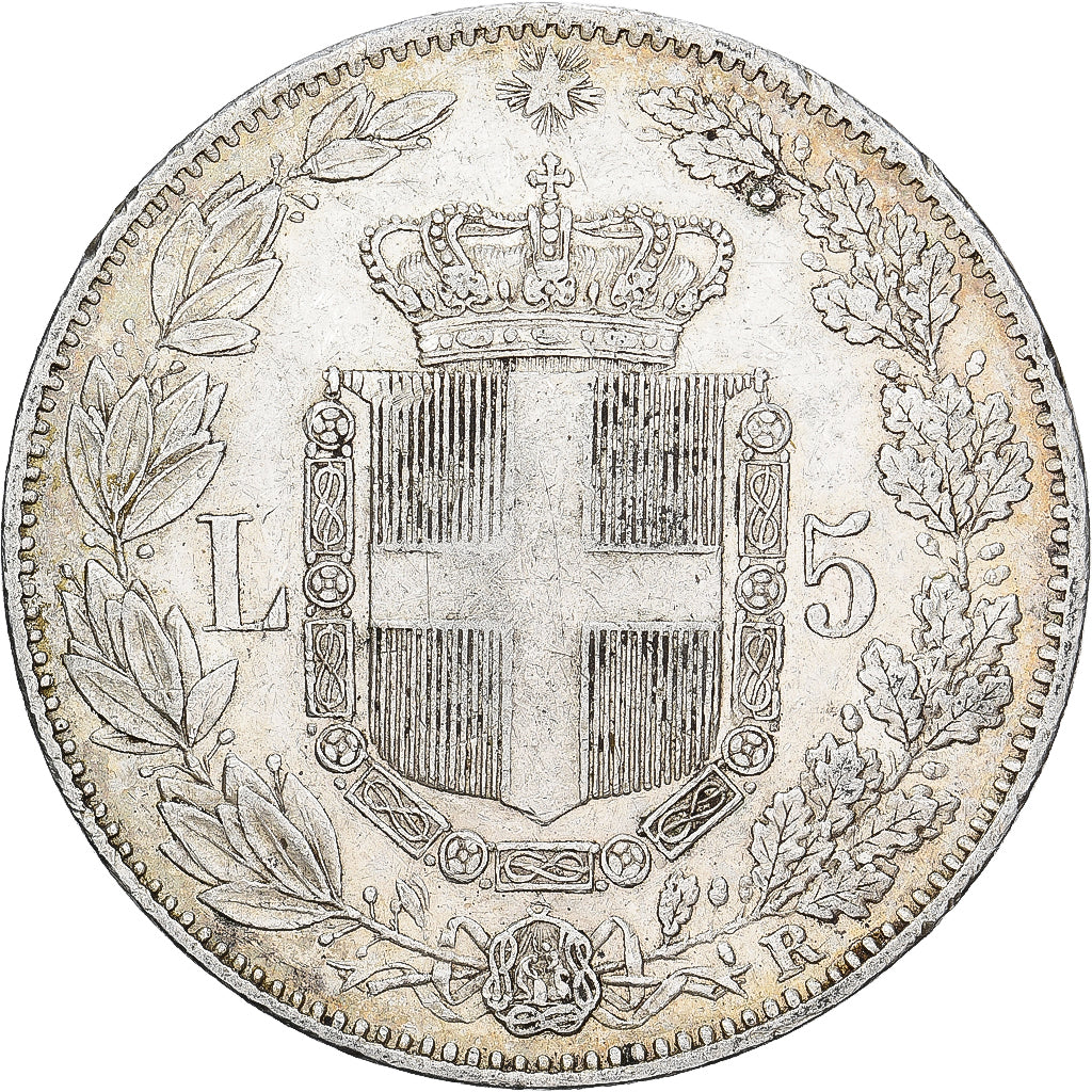 Italy, Umberto I, 5 Lire, 1879, Rome, Silver, AU(50-53), KM:20