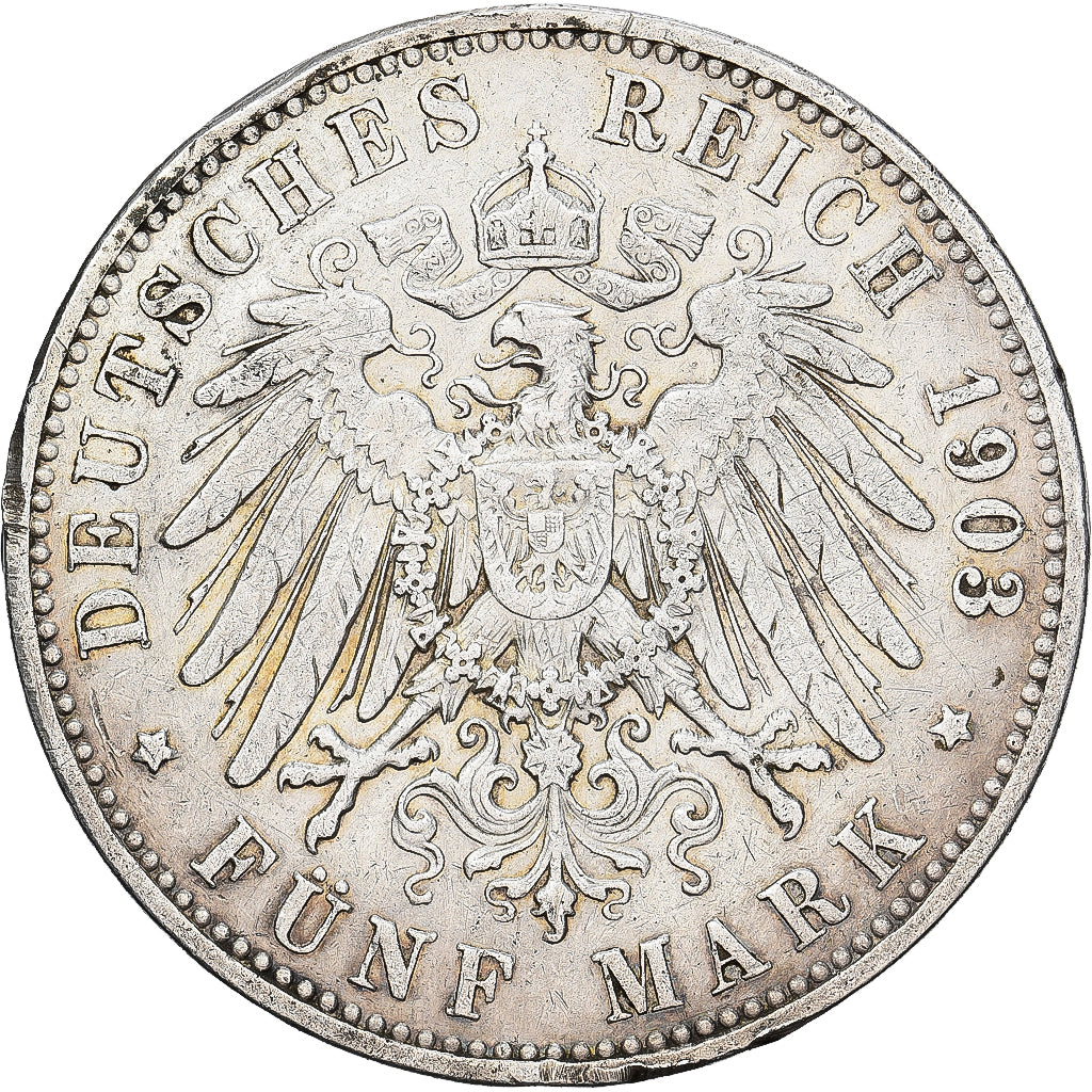 Stati tedeschi, PRUSSIA, Wilhelm II, 5 Mark, 1903, Berlin, Argento, BB, KM:523