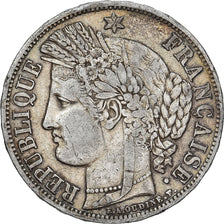 França, 5 Francs, Cérès, 1849, Paris, main-chien, Prata, EF(40-45)