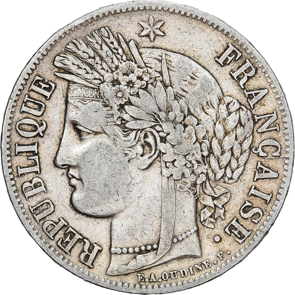Francia, 5 Francs, Cérès, 1849, Paris, main-chien, Argento, BB, Gadoury:719