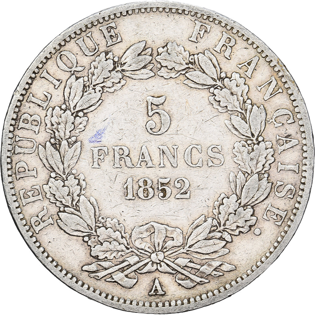 France, Louis-Napoléon Bonaparte, 5 Francs, 1852, Paris, Silver, EF(40-45)