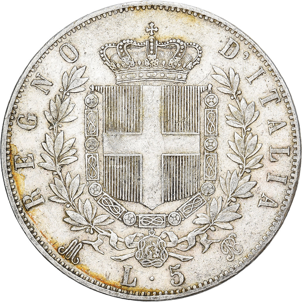 Italy, Vittorio Emanuele II, 5 Lire, 1870, Milan, Silver, EF(40-45), KM:8.3