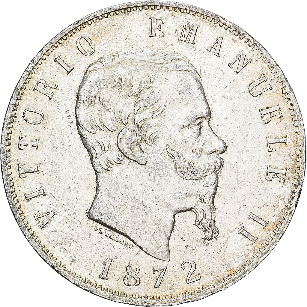 Italia, Vittorio Emanuele II, 5 Lire, 1872, Milan, Argento, BB+, KM:8.3