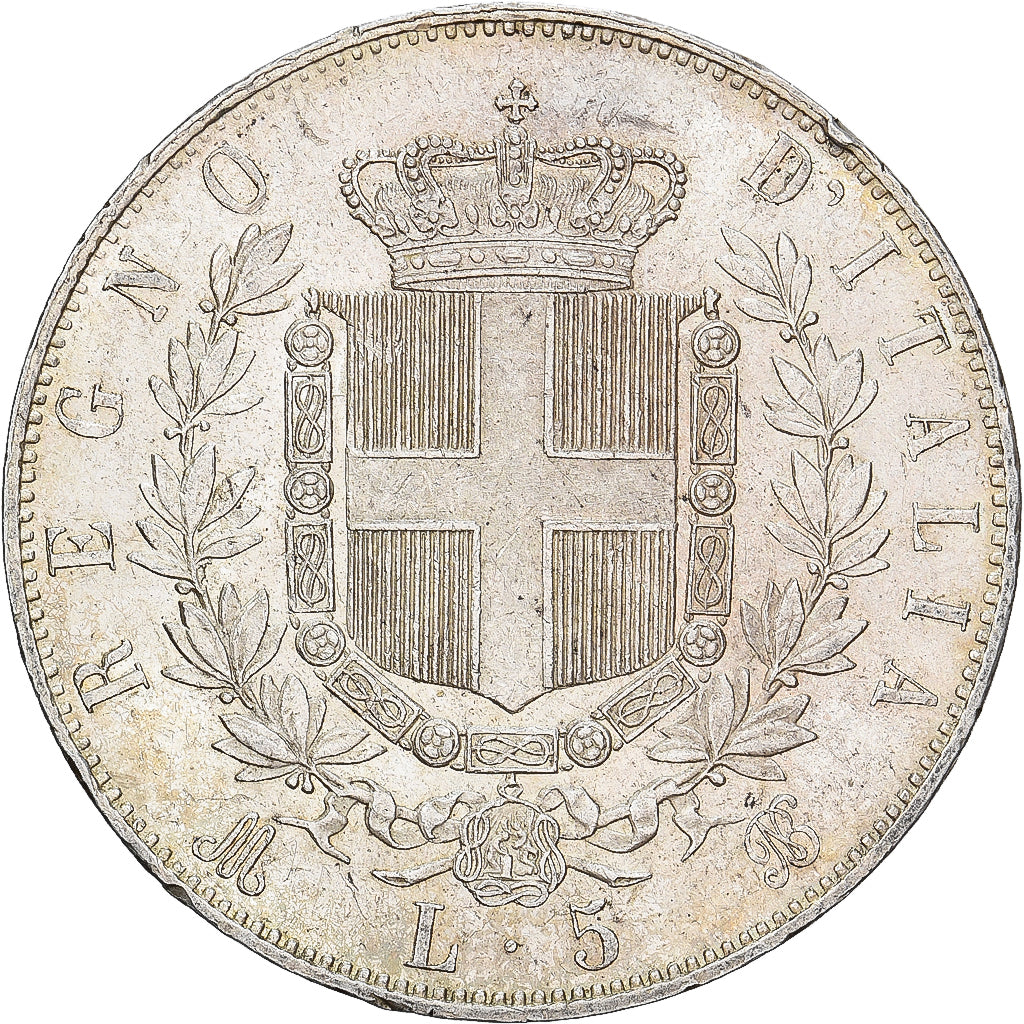 Italia, Vittorio Emanuele II, 5 Lire, 1872, Milan, Argento, BB+, KM:8.3