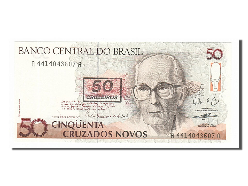 Banknote, Brazil, 50 Cruzeiros on 50 Cruzados Novos, 1990, UNC(65-70)