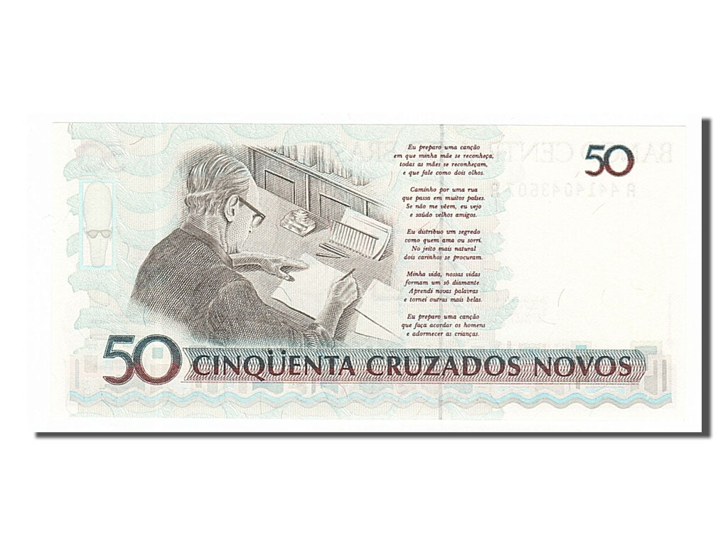 Banknote, Brazil, 50 Cruzeiros on 50 Cruzados Novos, 1990, UNC(65-70)