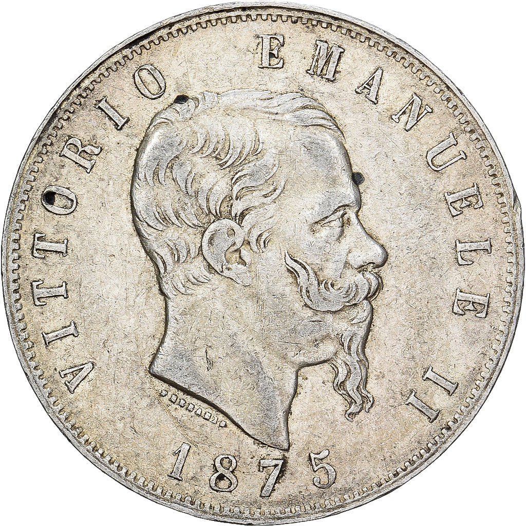 Italy, Vittorio Emanuele II, 5 Lire, 1875, Milan, Silver, EF(40-45), KM:8.3