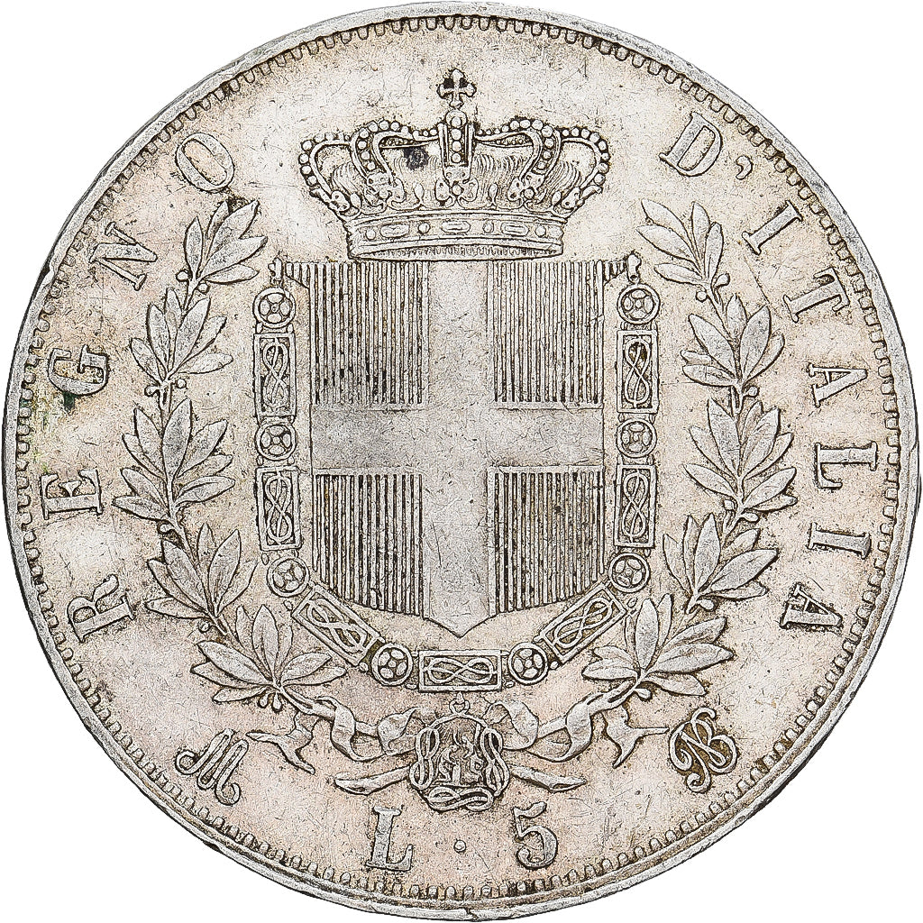 Italy, Vittorio Emanuele II, 5 Lire, 1875, Milan, Silver, EF(40-45), KM:8.3