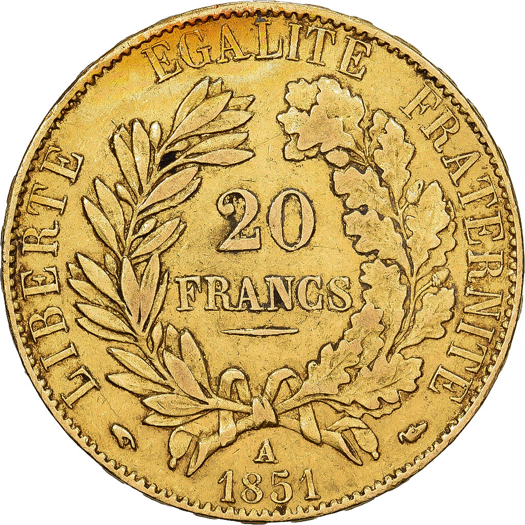 Frankreich, 20 Francs, Cérès, 1851, Paris, Gold, SS, Gadoury:1059, KM:762