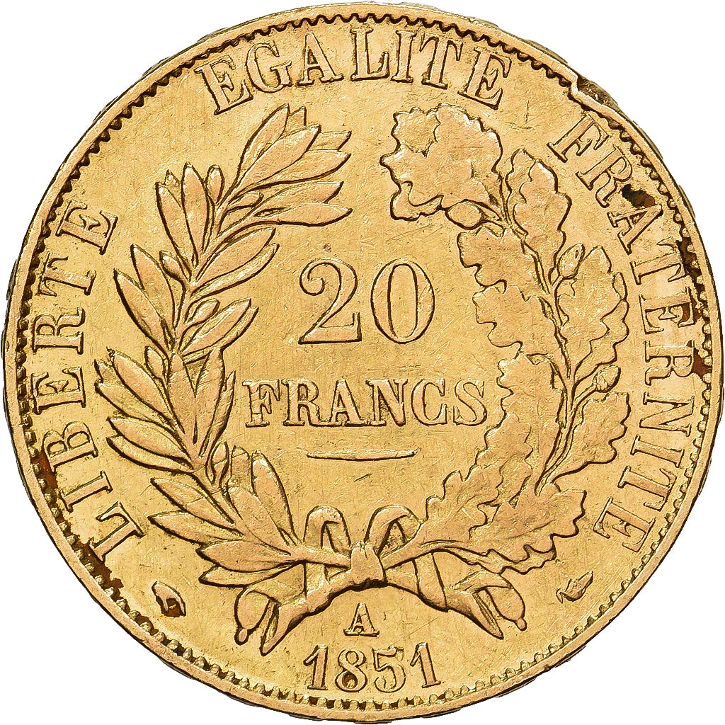 France, 20 Francs, Cérès, 1851, Paris, Or, TTB, Gadoury:1059, KM:762