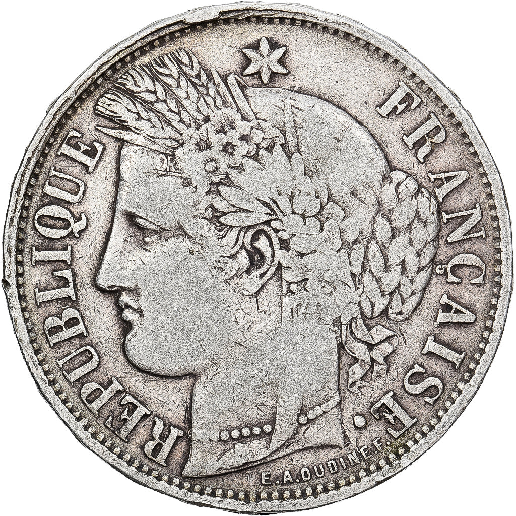 France, 5 Francs, Cérès, 1870, Bordeaux, Silver, VF(30-35), Gadoury:742