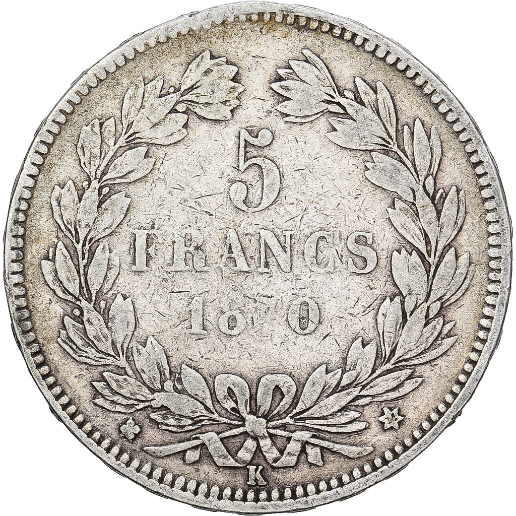 France, 5 Francs, Cérès, 1870, Bordeaux, Silver, VF(30-35), Gadoury:742
