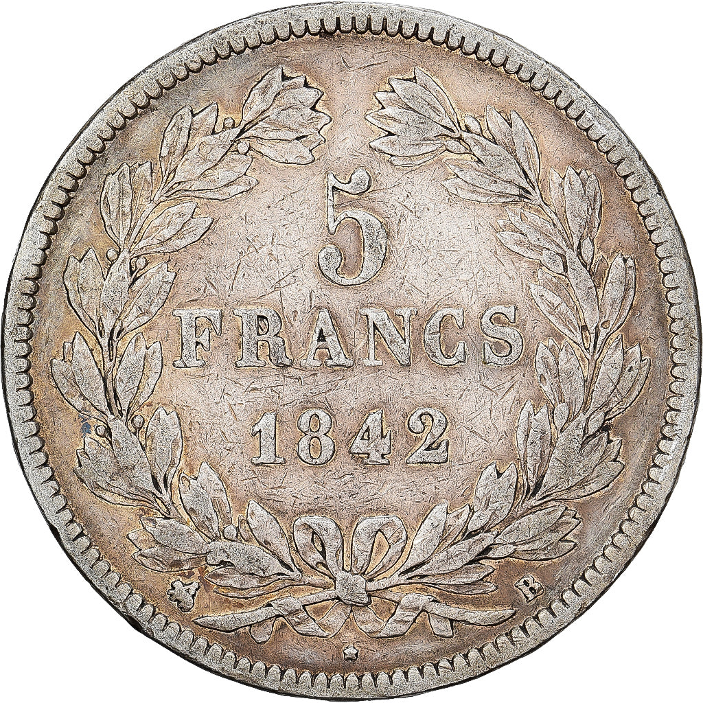 France, Louis Philippe I, 5 Francs, 1842, Rouen, Silver, VF(30-35), Gadoury:678