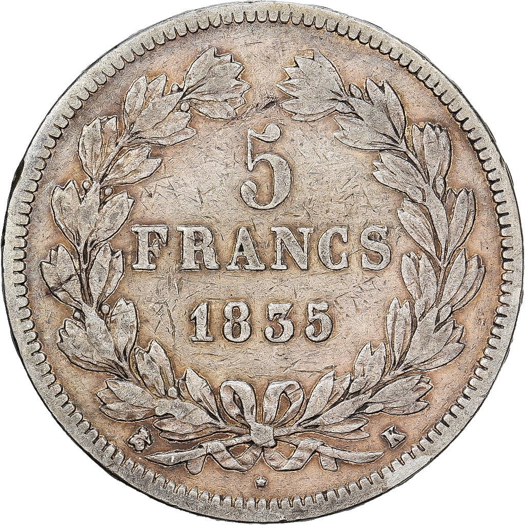 Frankreich, Louis Philippe I, 5 Francs, 1835, Bordeaux, Silber, S, Gadoury:678