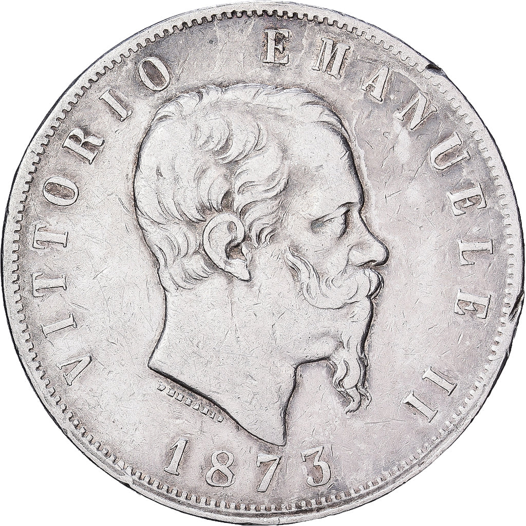 Italië, Vittorio Emanuele II, 5 Lire, 1873, Milan, Zilver, ZF, KM:8.3