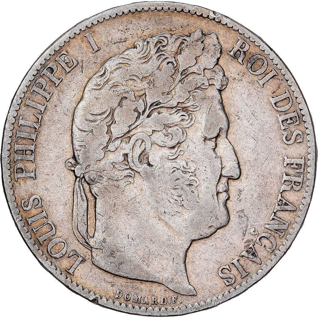 Francia, Louis Philippe I, 5 Francs, 1847, Paris, Plata, BC+, Gadoury:678a