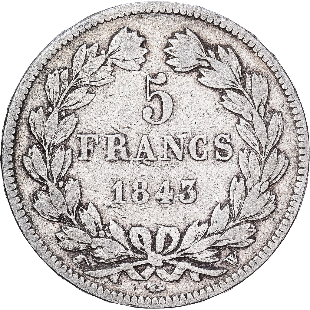 France, Louis-Philippe Ier, 5 Francs, 1843, Lille, Argent, TB+, Gadoury:678