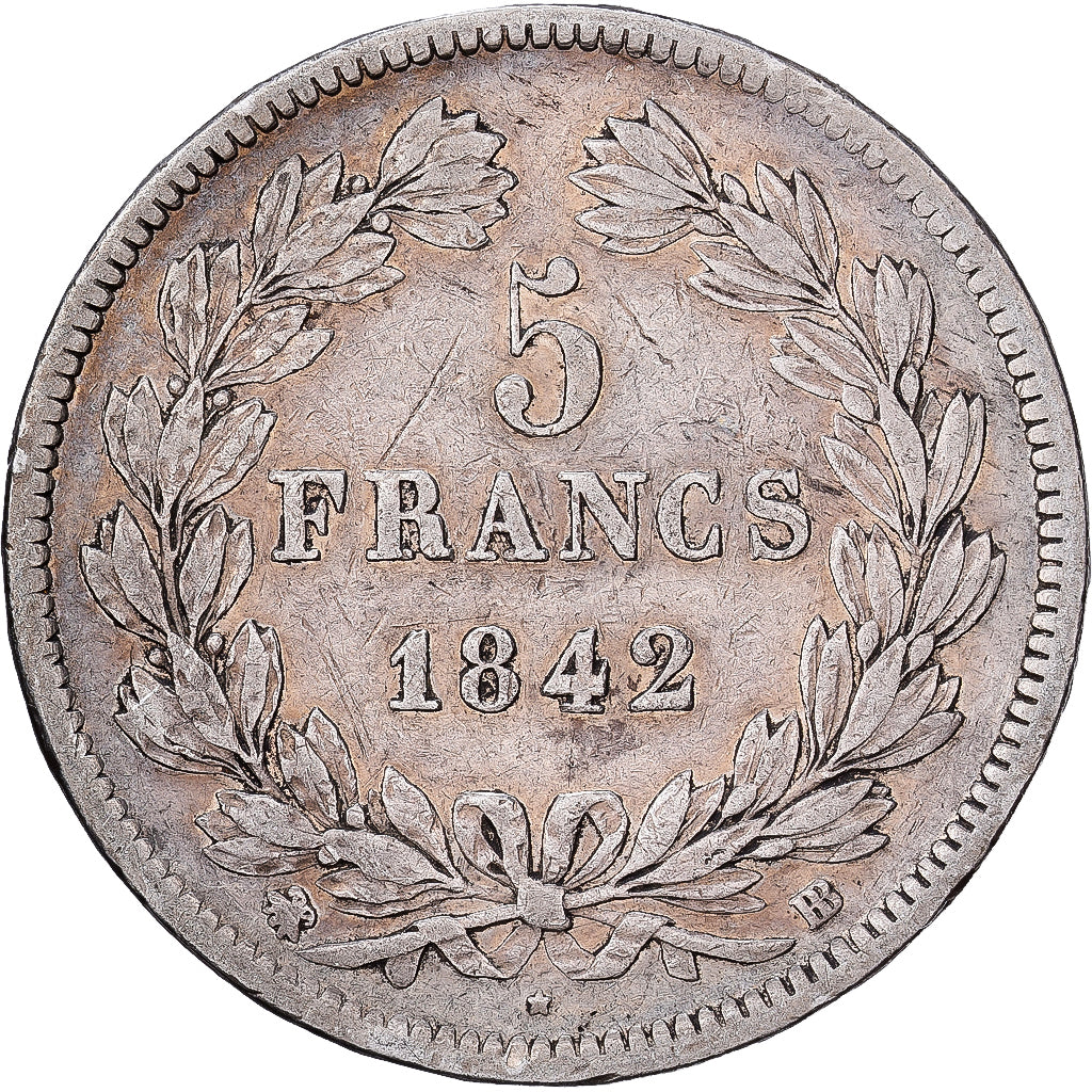 France, Louis Philippe I, 5 Francs, 1842, Strasbourg, Silver, VF(30-35)