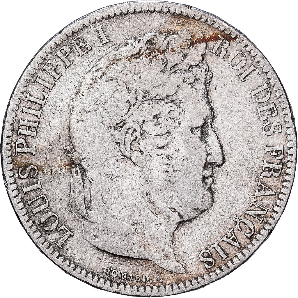 Francia, Louis Philippe I, 5 Francs, 1831, Paris, Plata, BC+, Gadoury:676a