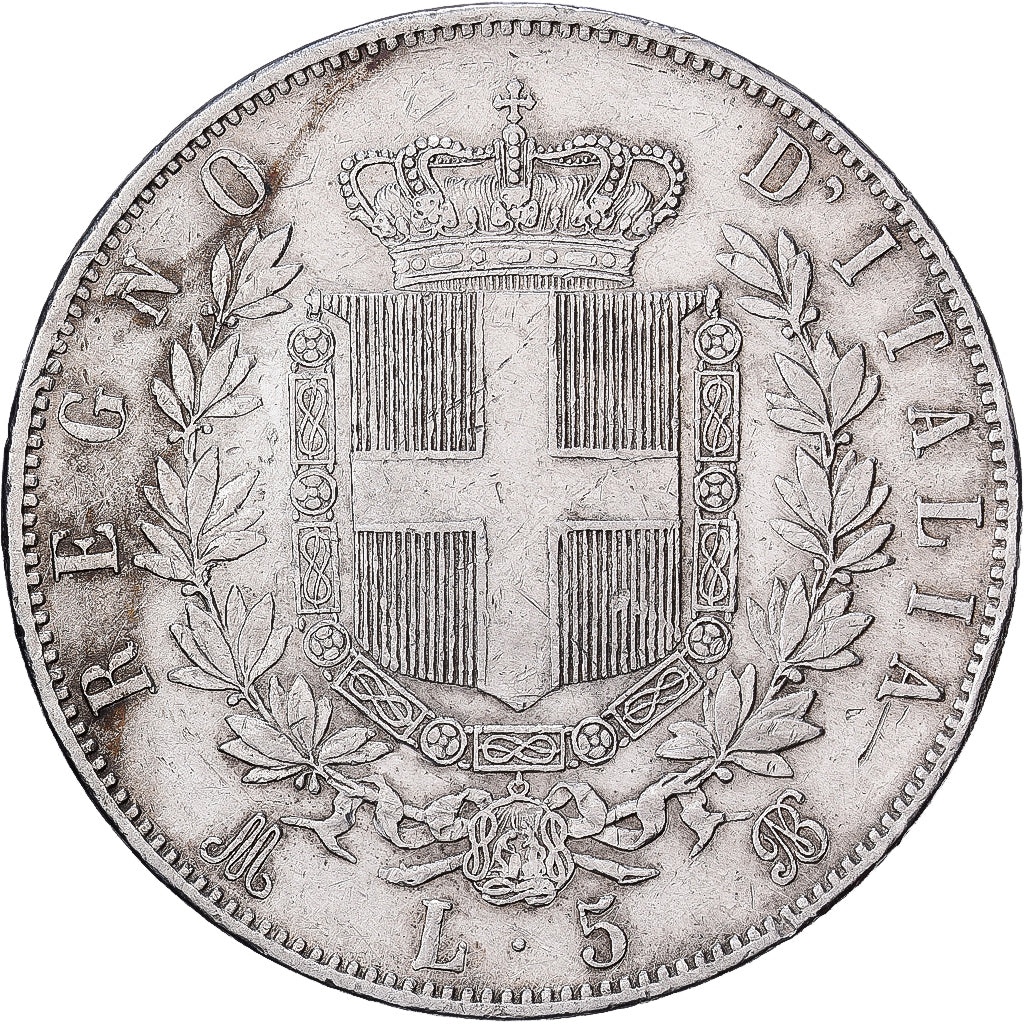 Italy, Vittorio Emanuele II, 5 Lire, 1869, Milan, Silver, EF(40-45), KM:8.3