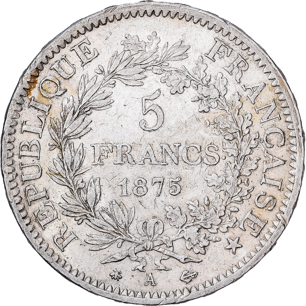 Frankreich, 5 Francs, Hercule, 1875, Paris, Silber, SS+, Gadoury:745a, KM:820.1