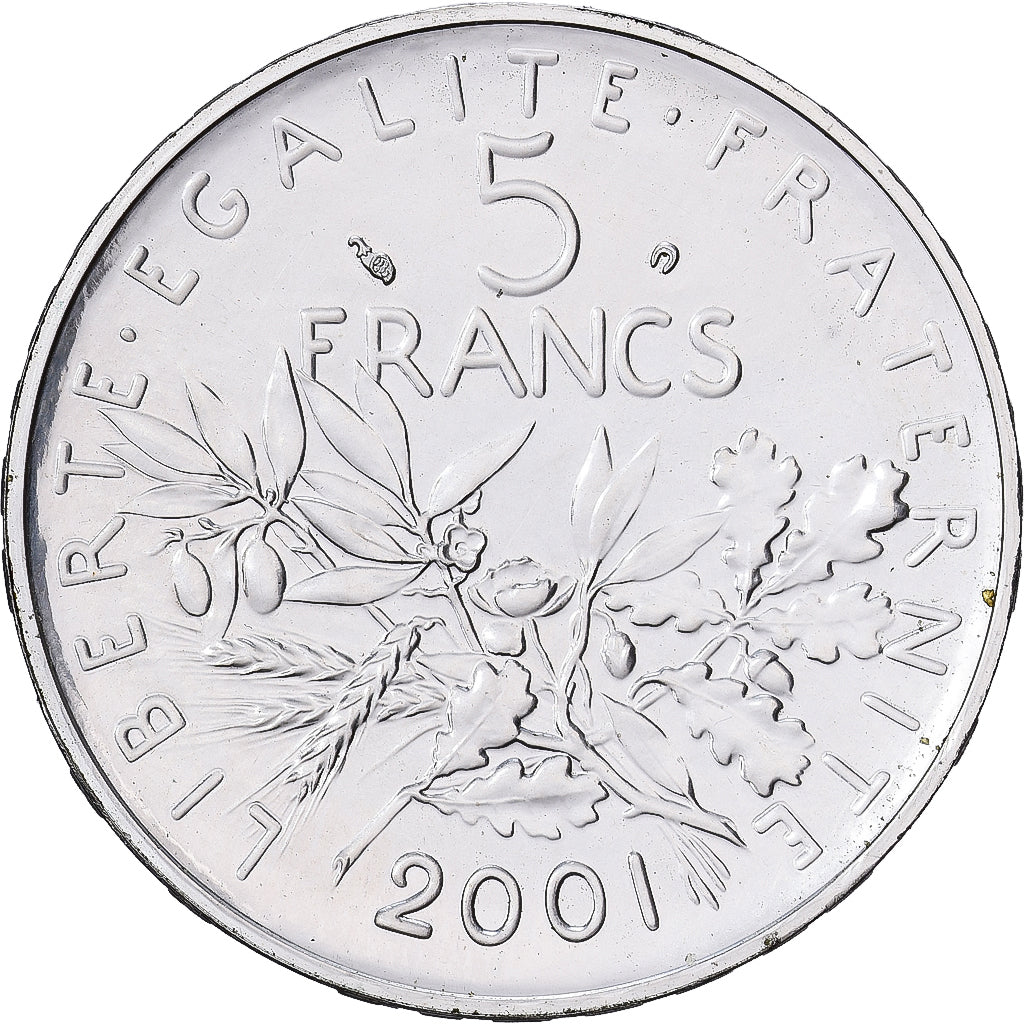 France, 5 Francs, 2001, Paris, Epreuve, Silver, MS(60-62), Gadoury:771a, KM:1309