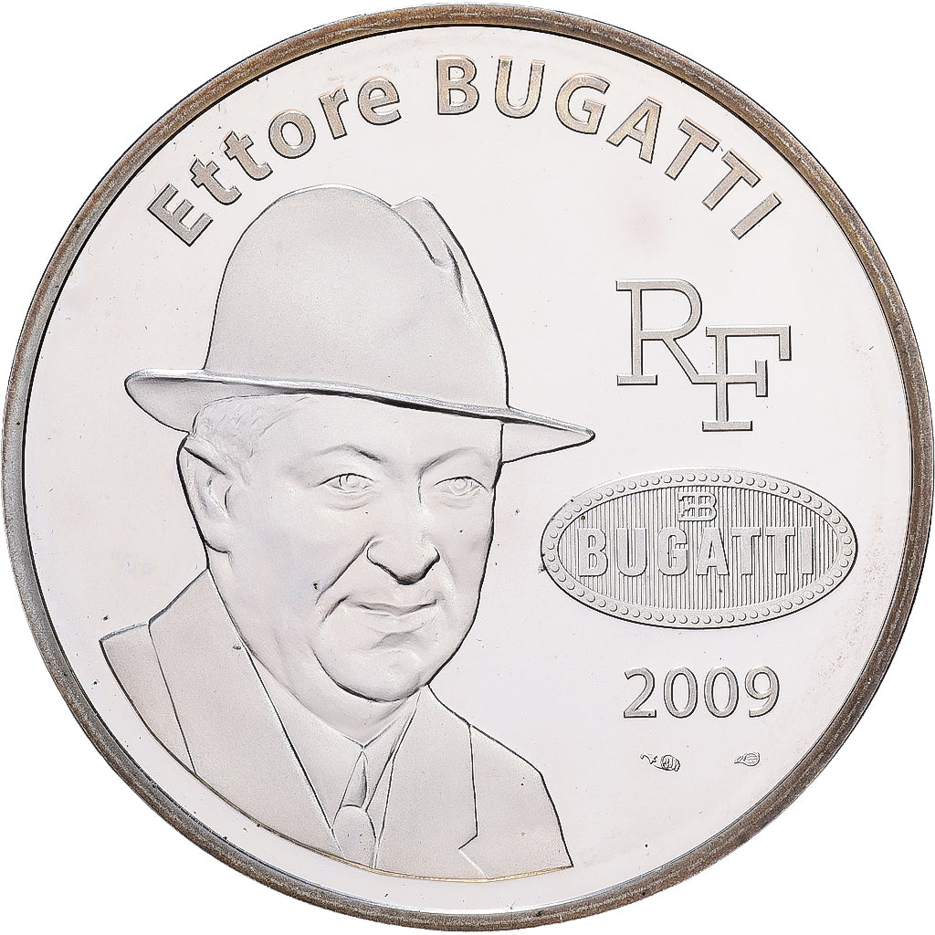 Francja, 10 Euro, Ettore Bugatti, Proof, 2009, Monnaie de Paris, Srebro