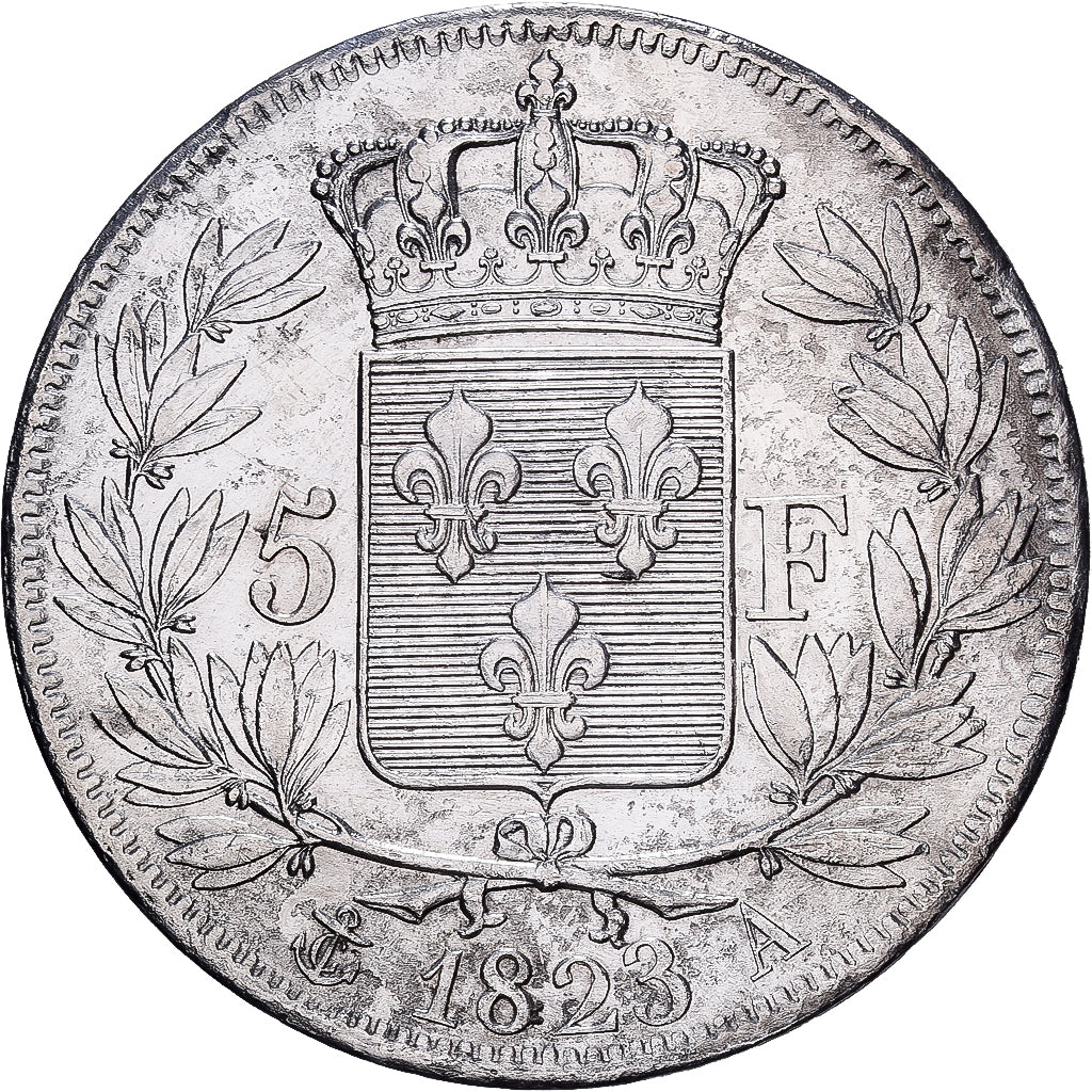 France, Louis XVIII, 5 Francs, 1823, Paris, Silver, VF(30-35), Gadoury:614