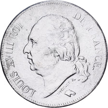 Francja, Louis XVIII, 5 Francs, 1824, Rouen, Srebro, VF(30-35), Gadoury:614