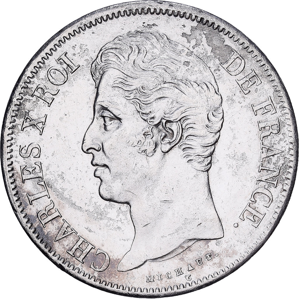 France, Charles X, 5 Francs, 1827, Paris, Argent, TB+, Gadoury:644, KM:728.1